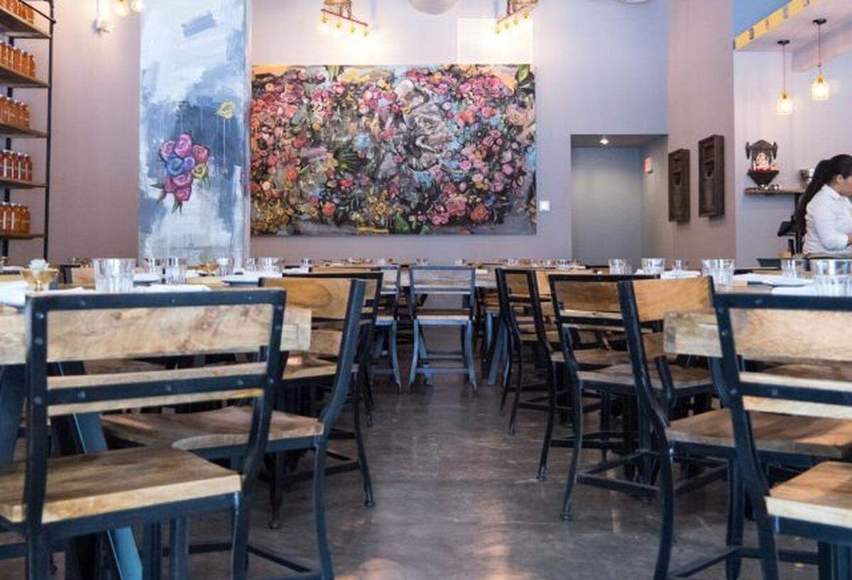 The dining room of Ghee Indian Kitchen.
