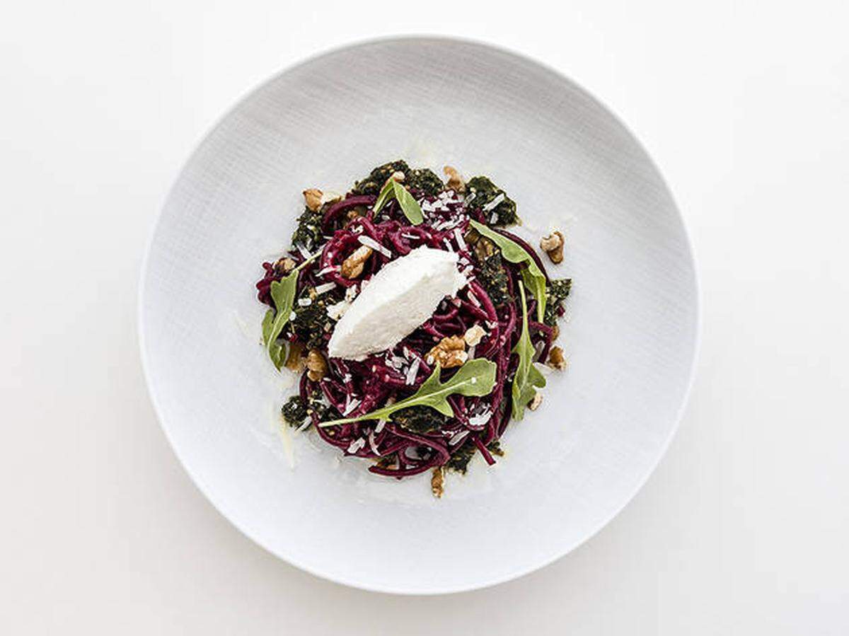 Beet bucatini at The Strand Miami.