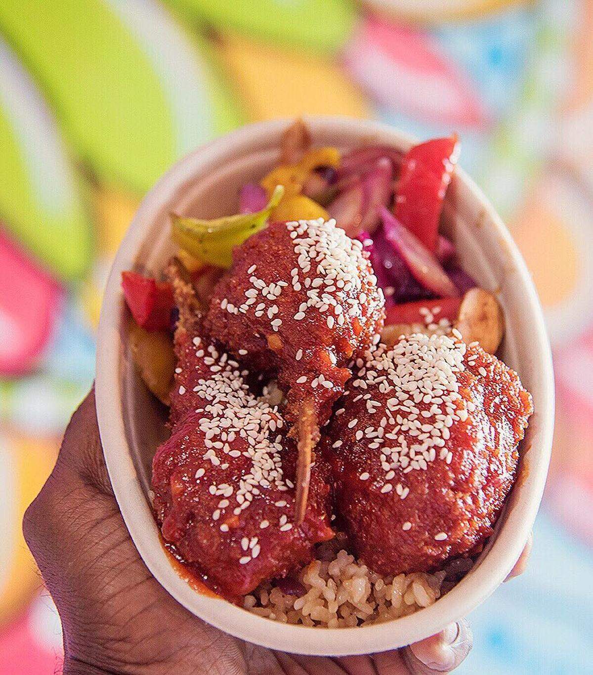 The vegan KFC bowl made with meatless protein at CombinAsian in Wynwood