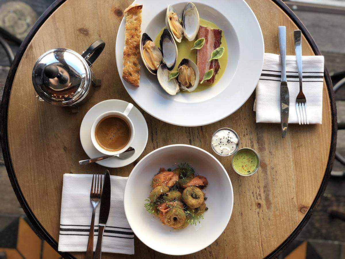 The everything bagel dish and clams at Mason.