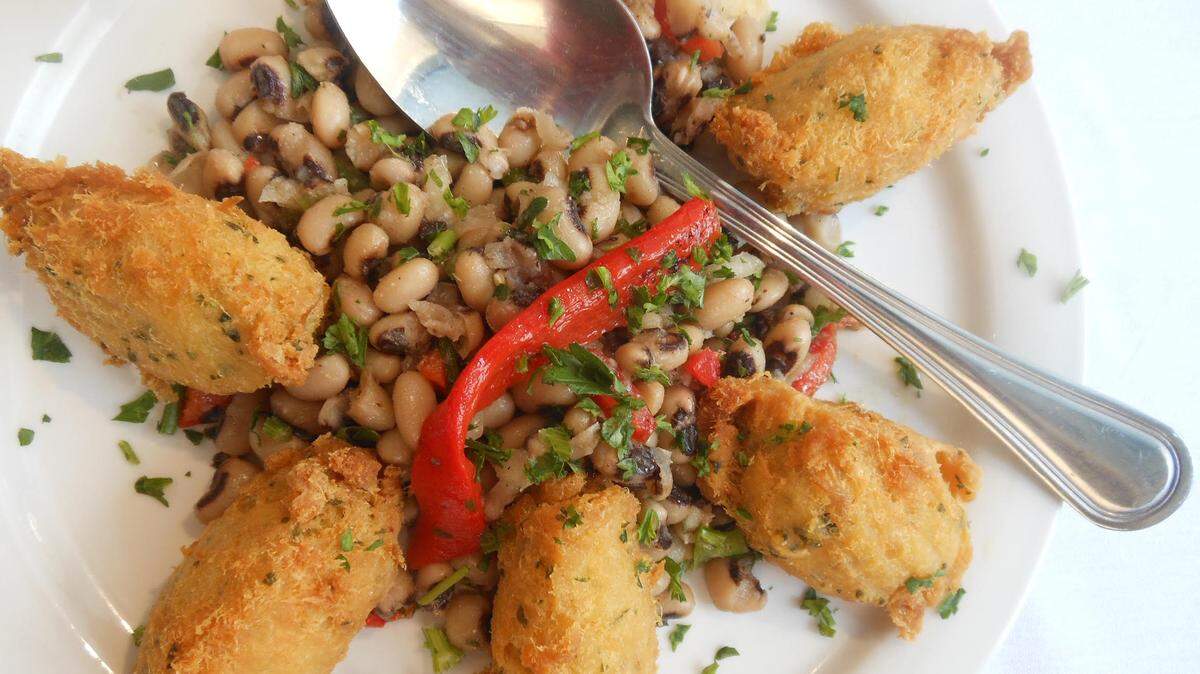Codfish croquettes with black eye peas from Old Lisbon.