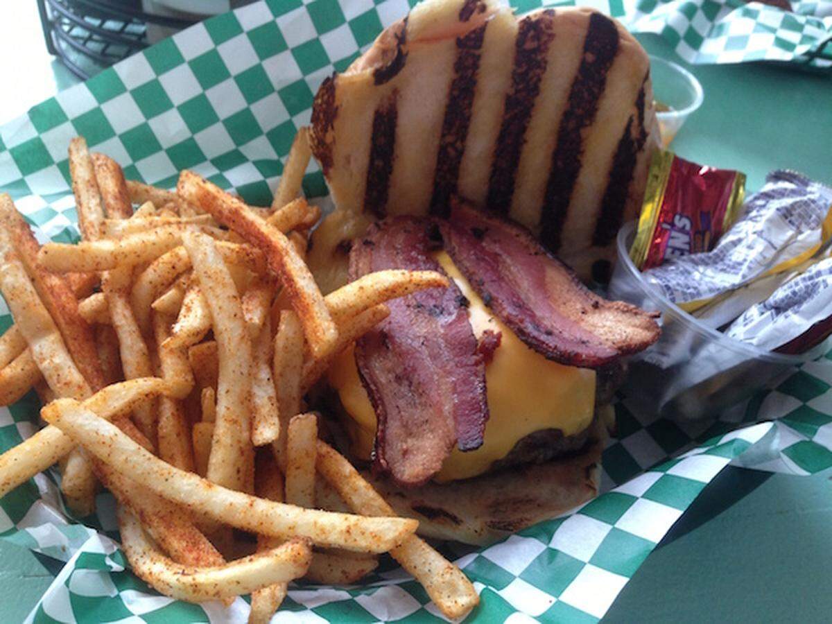 The half-pound Angus burger at Sparky's Roadside BBQ.