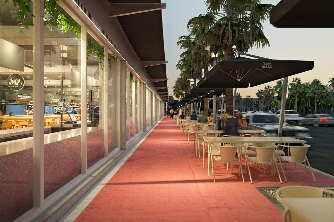 Outside seating will be available beyond the air-conditioned market.