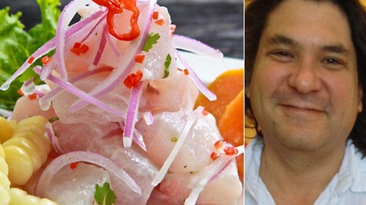 La Mar's classic ceviche (Mandarin Oriental); Gaston Acurio (Evan S. Benn/Miami Herald)