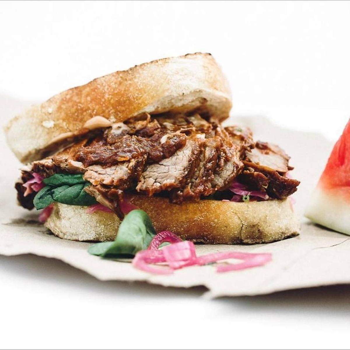 The brisket in their filling sandwich is grass-fed beef roasted more than seven hours.