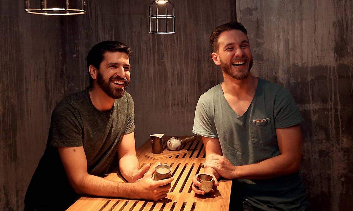Mike Ortiz (right) with Tico Aran, founders of JoJo Tea.