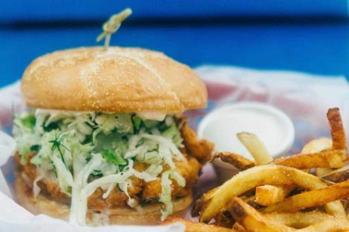 Fried Chicken Sandwich with Dill Pickles &amp; Buttermilk Fermented Cabbage, $14