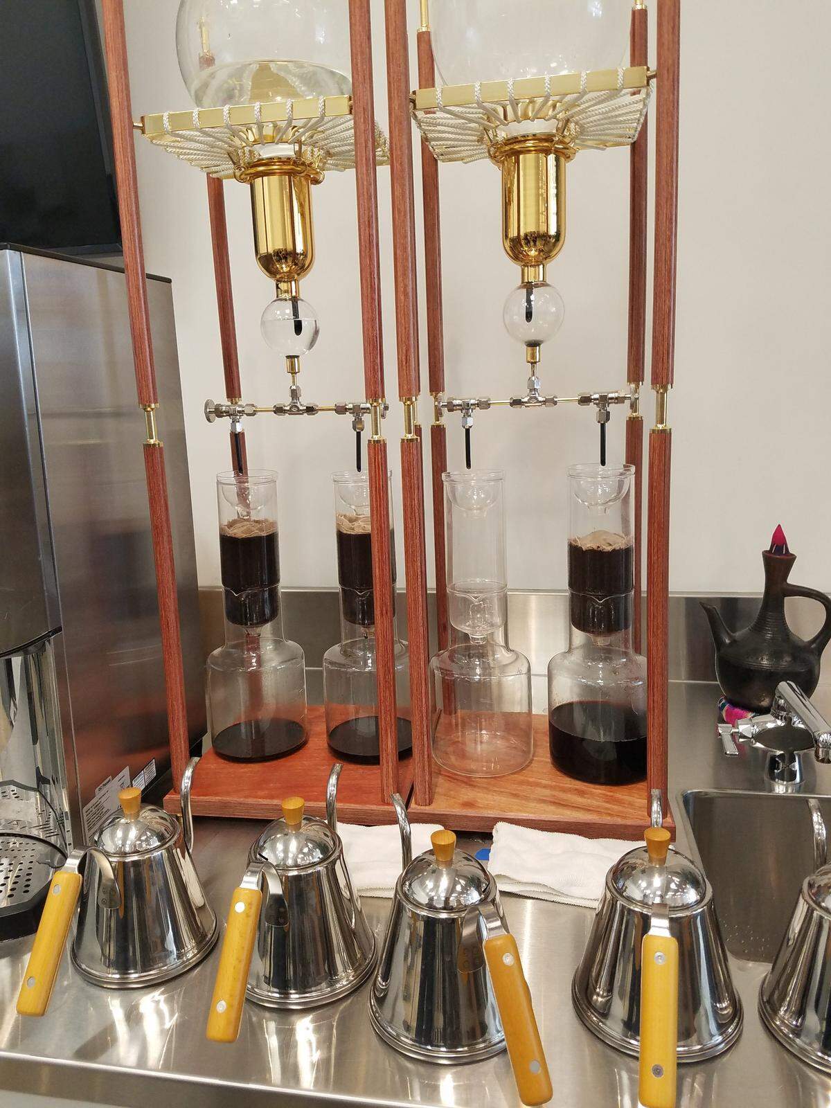 This is where they make the seriously fancy coffee called Oji, which you can buy at the cafe.