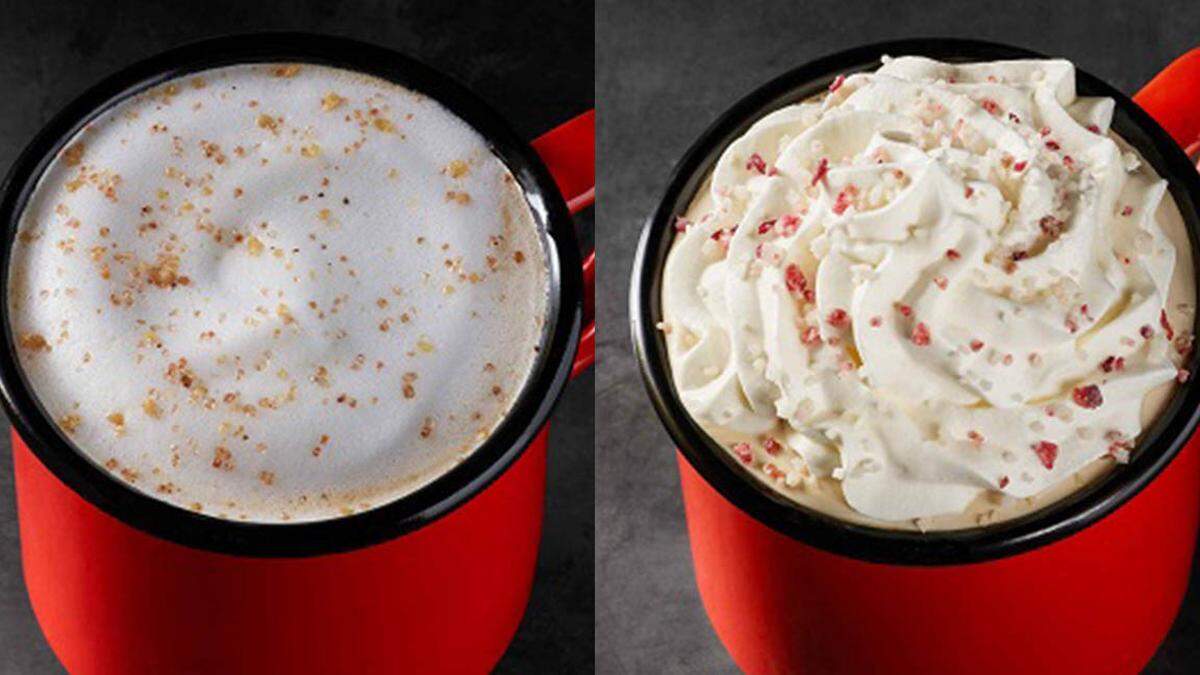 The Toasted White Chocolate Mocha and the  Chestnut Praline Chai Tea Latte, both new and available by one get one free at Starbucks for a limited time. (Courtesy of Starbucks)