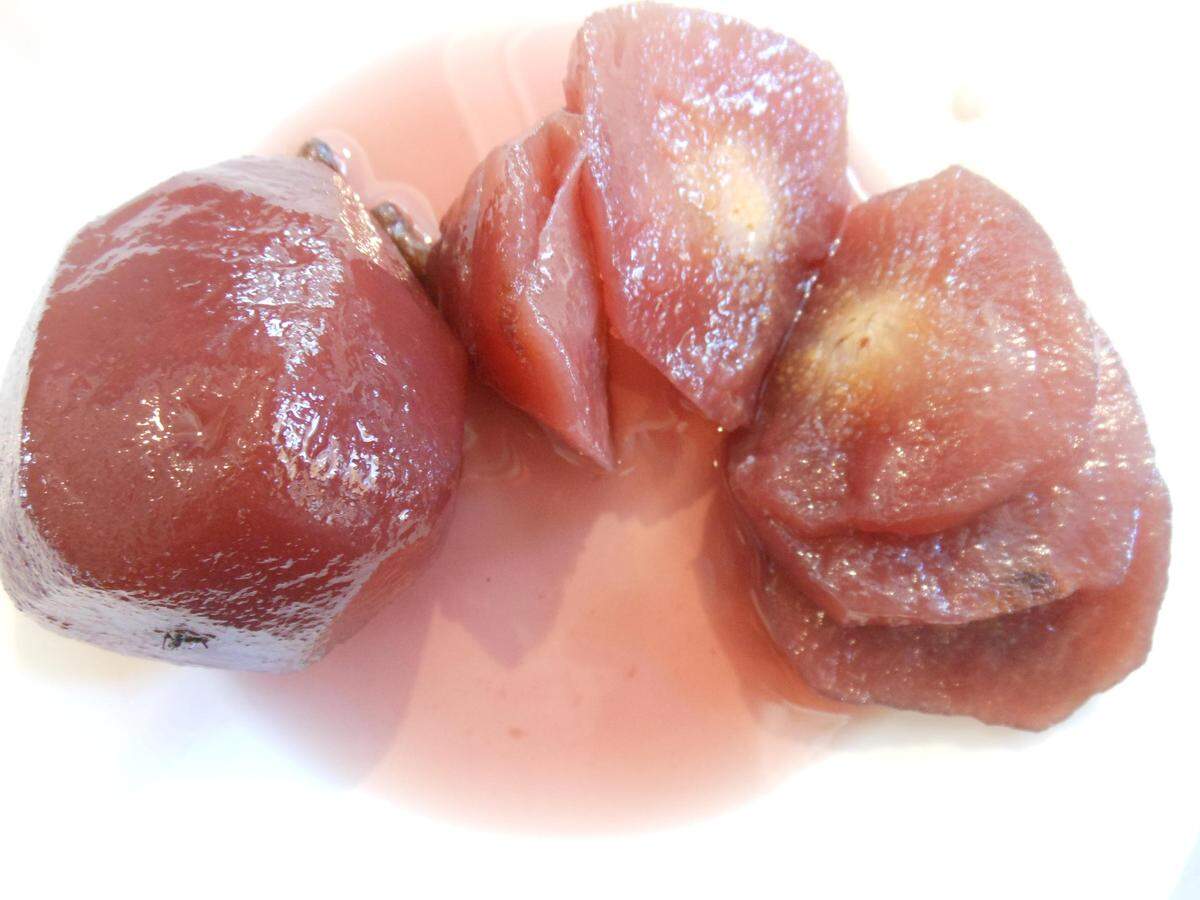 Pears poached in port with cloves and cinnamon at Old Lisbon.