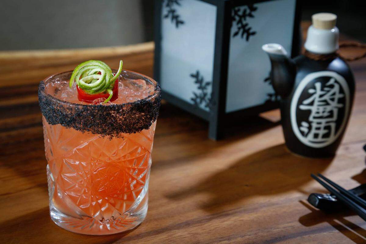 The Seppuku cocktail is made with mezcal, watermelon, agave, fresno chili, lime, and black salt.