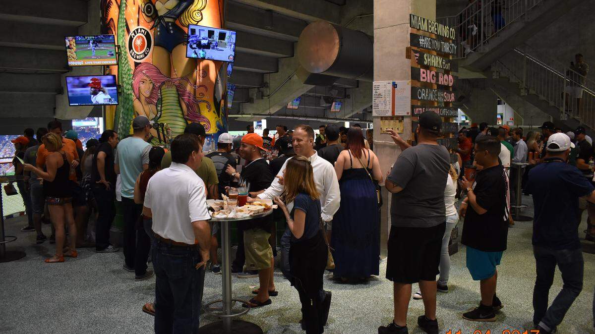 A mural by local artists Claudia La Bianca and Aquarela Sabol highlight Miami Brewing Company's new Craft Beerhouse in Section 38 of the Little Havana stadium.