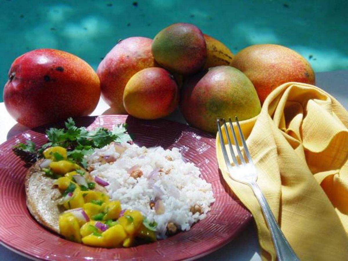 You can make mango salsa or mango daiquiris. Just pull one off the tree. In Miami, everybody has a tree.