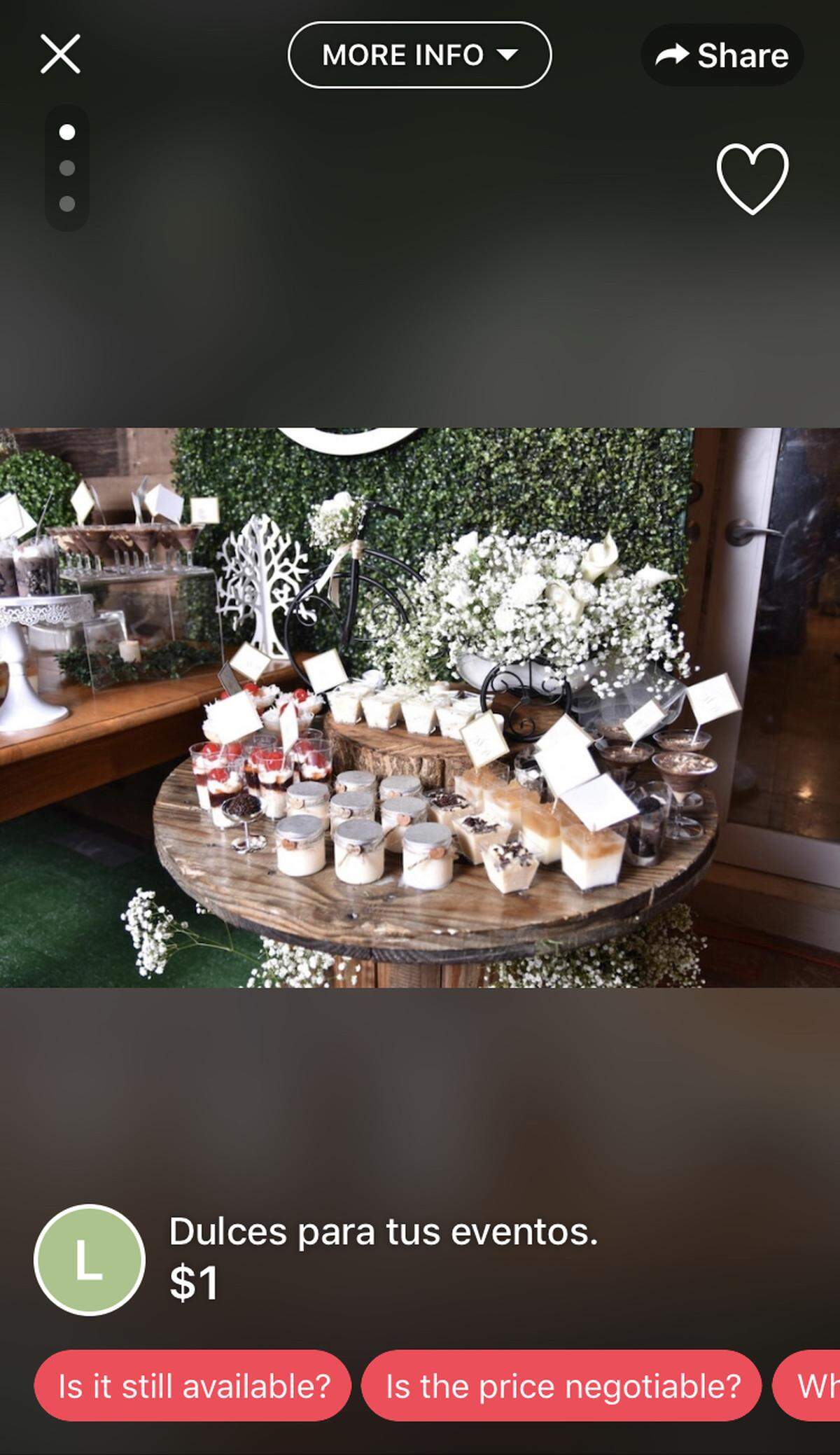 There are plenty of cakes, pies and flans available on the LetGo app, as well.