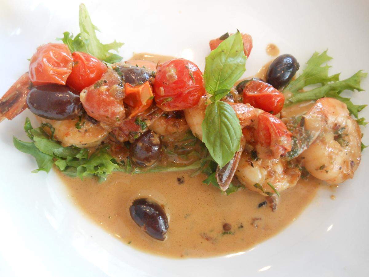 Shrimp with ratatouille at Barok French Bistro