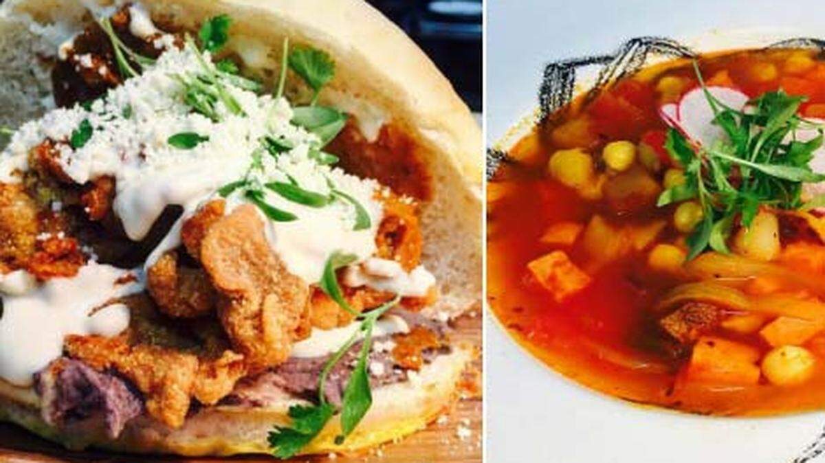 Centro Taco fried chicken torta and pozole photos courtesy of Centro Taco.