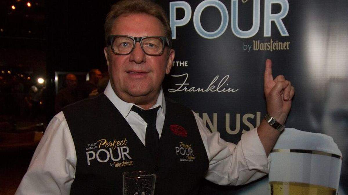 Harald Neuweg at the Warsteiner Perfect Pour competition in Las Vegas which he won. (Handout)