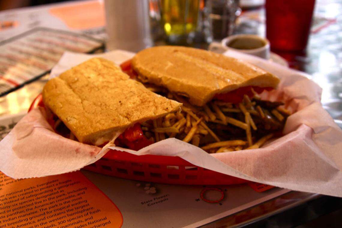 Pan con bistec, is a favorite sandwich among patrons at Enriqueta’s. (Ricardo Mor/Miami Herald)