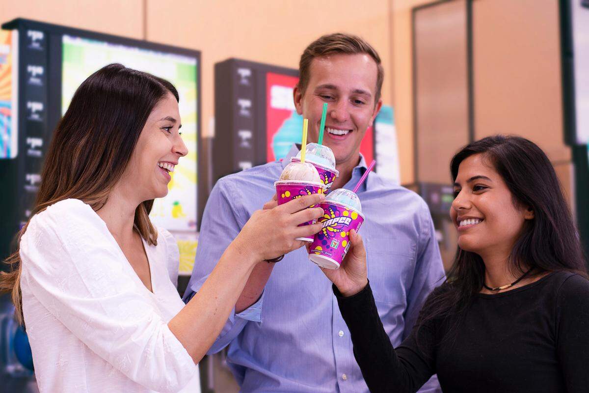 Look how happy these people are with their Slurpees!
