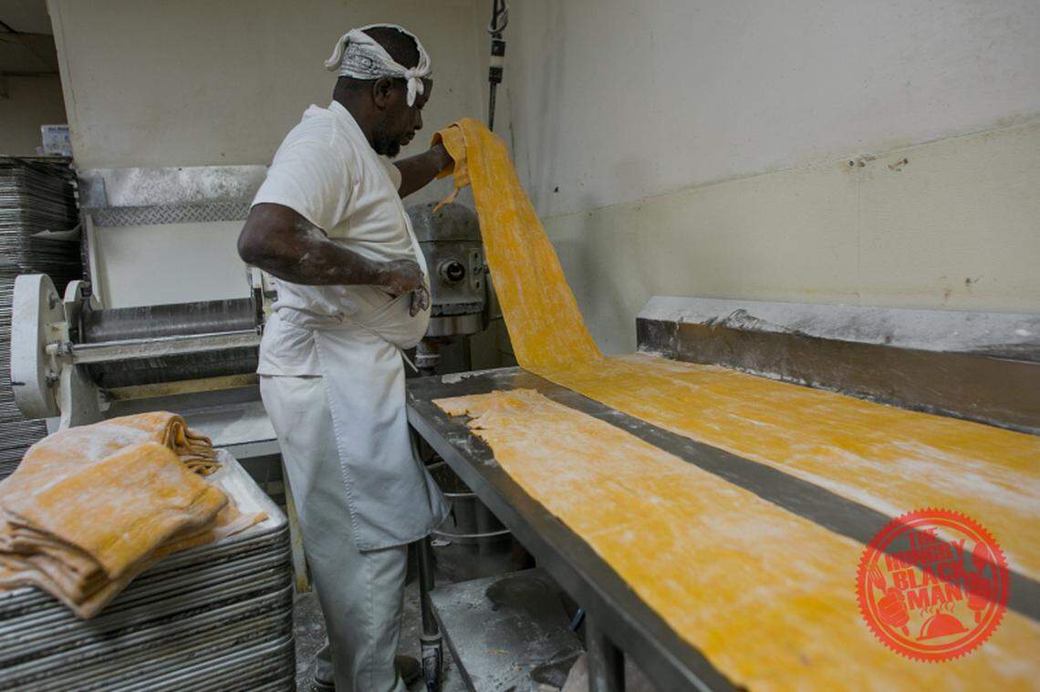 The pastry crusts, which contain tumeric to give them their color, are made onsite every day.