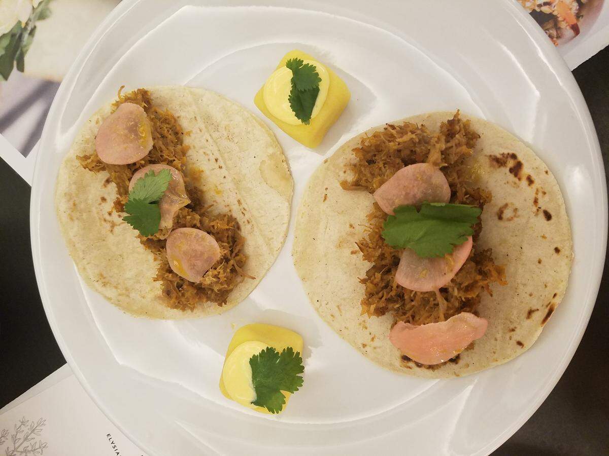 Cochinitia Pibil Tacos with perfect polenta squares. You could eat this every day.
