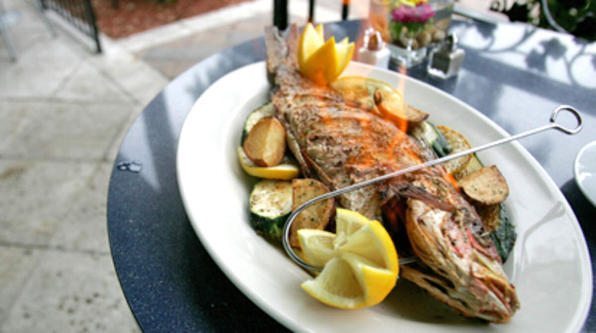 Yellowtail Snapper flambe from Caffe Blu, located at 1010 E. Las Olas Blvd. in Ft. Lauderdale. Photo: Nissa Benjamin.