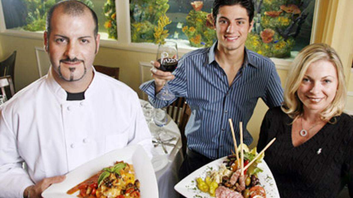 Pazzo's executive chef Jason Ingrassia with co-owner Matt Aiyash and general manager Victoria Pfender. Photo: Jared Lazarus/Miami.com