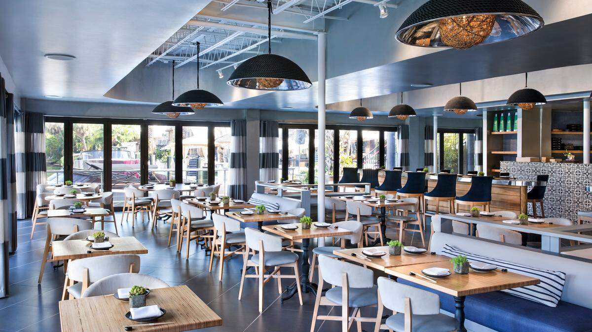Interiors of Dashi restaurant at the River Yacht Club on the Miami River, Downtown Miami