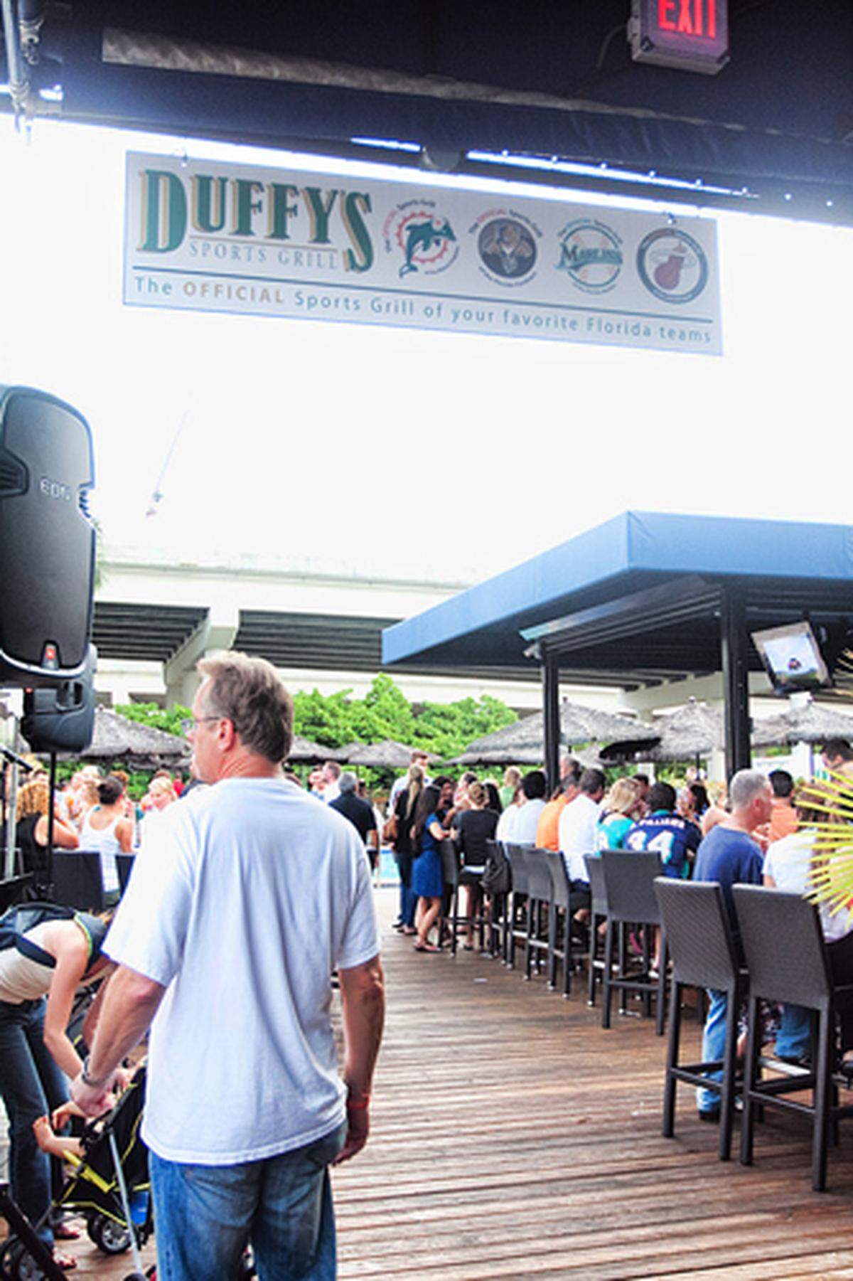 The scene during a Miami Dolphins preseason game at Duffy’s Sports Grill in North Miami Beach. Photo: George Martinez.