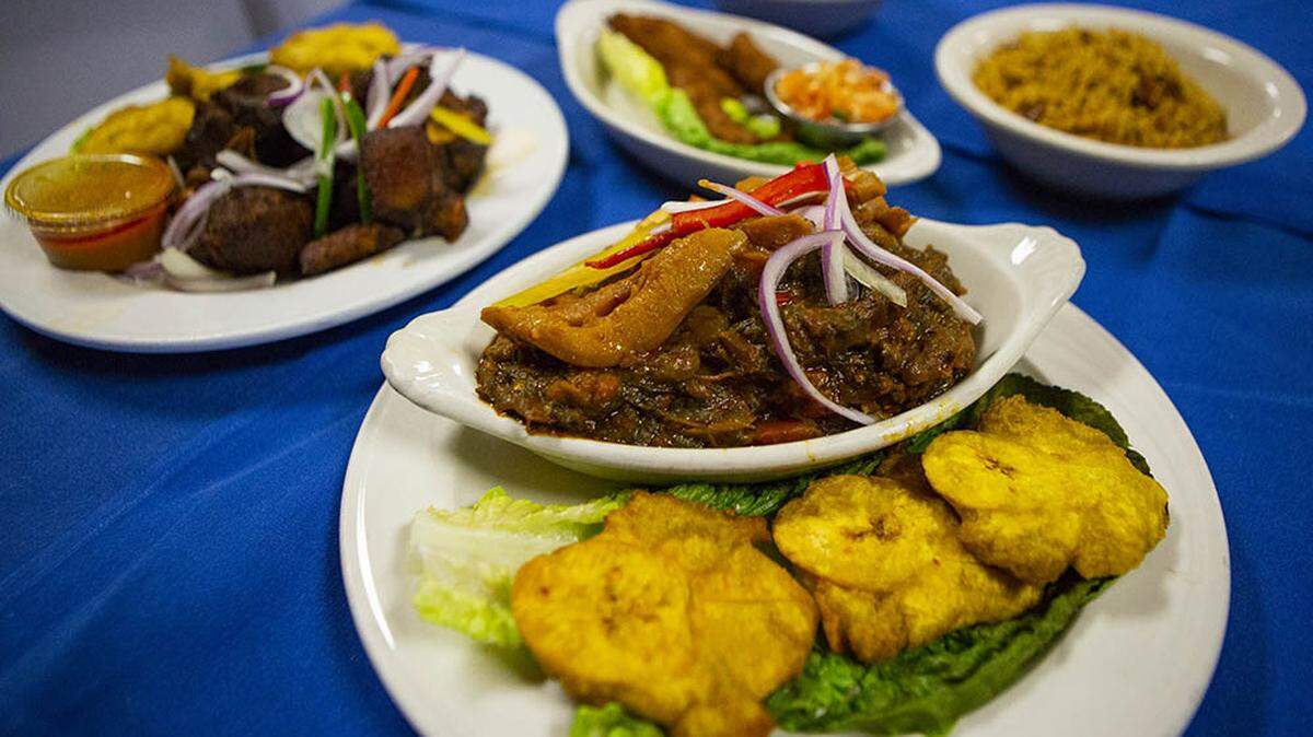 A spread of Haitian food and a good example of the kinds of Haitian dishes you'll find in Miami. (Matias Ocner/Miami Herald)