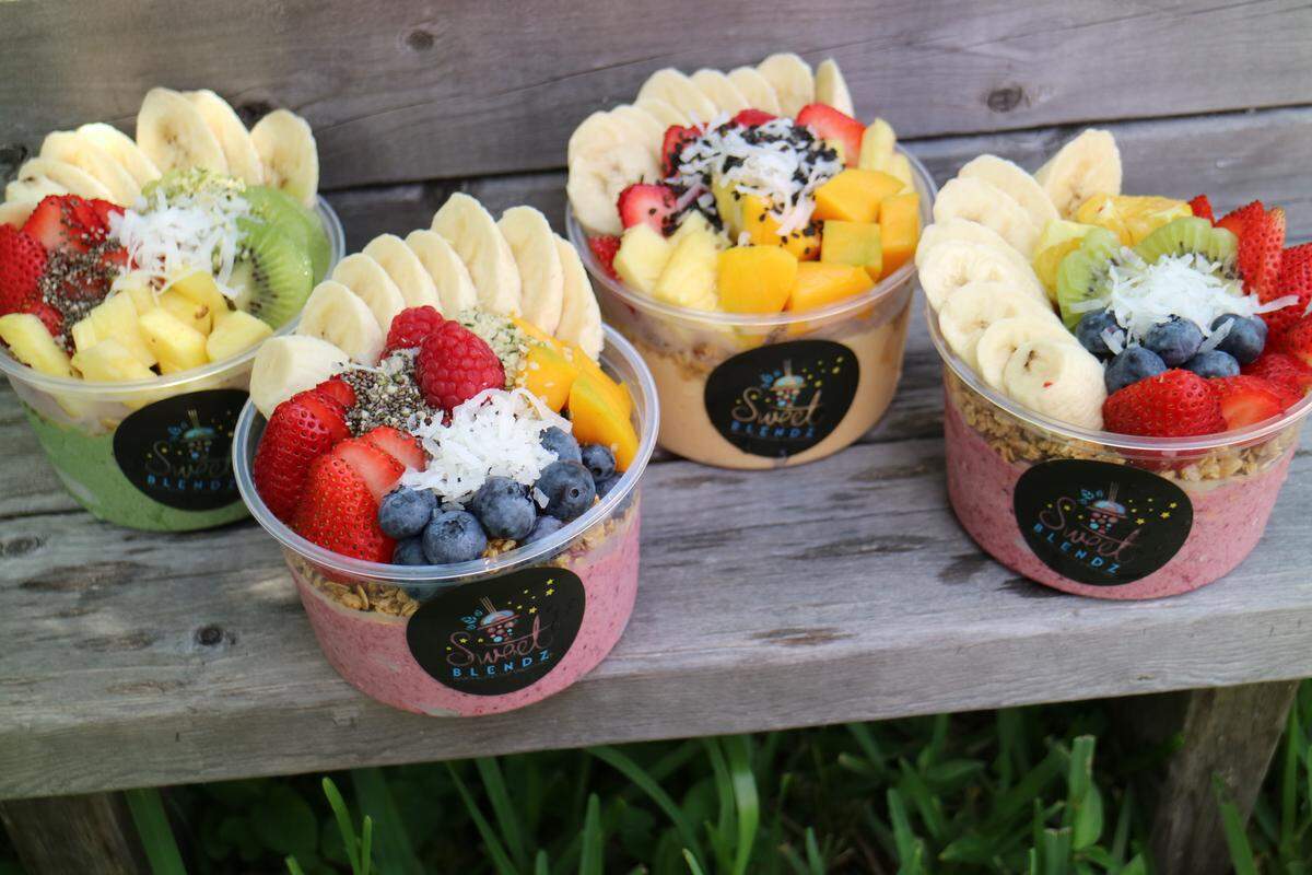 The superfood bowls at Sweetblendz are healthy and tasty, but don't sleep on the Blue Majik smoothie.