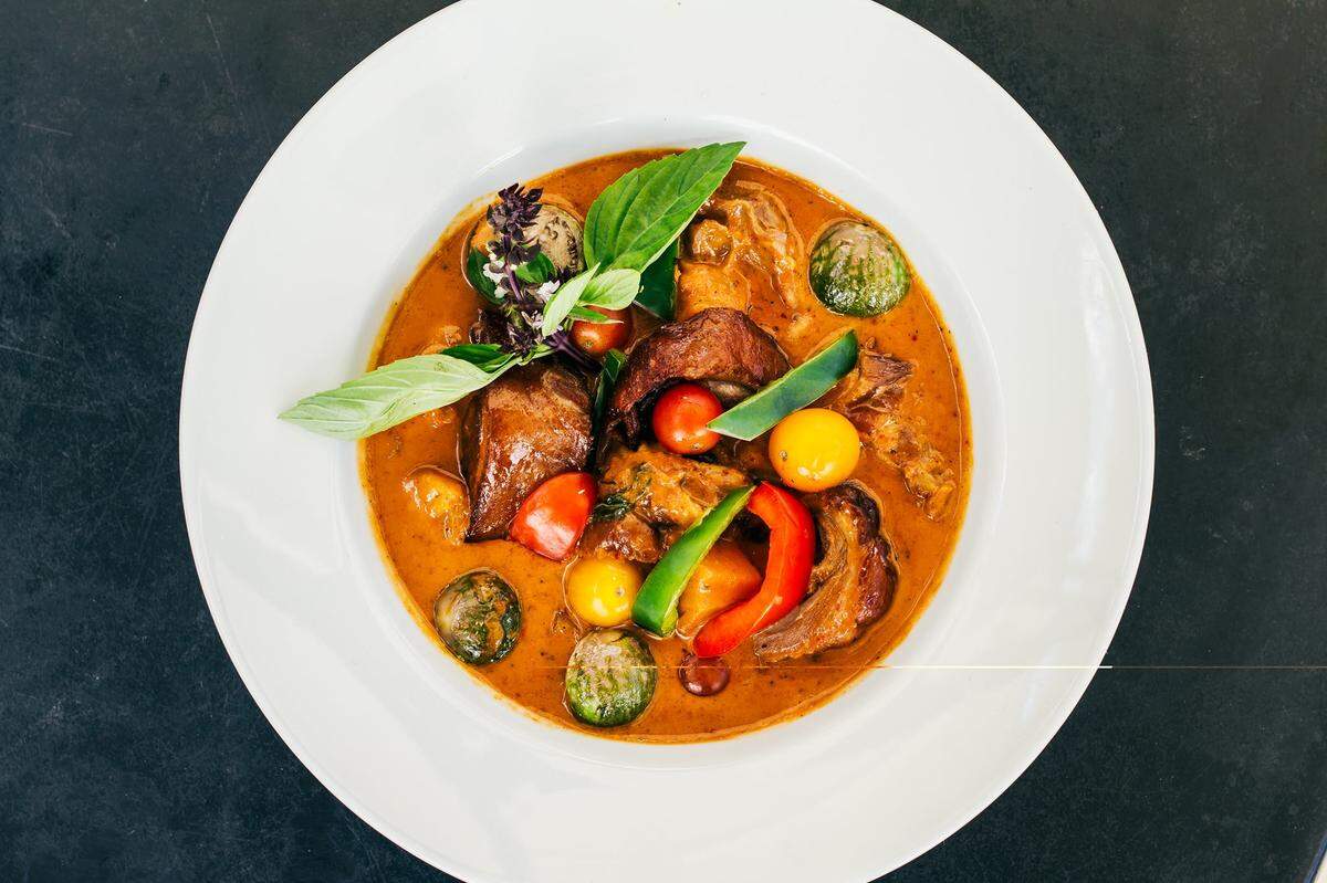 Red curry at Moon Thai and Japanese is available with duck.