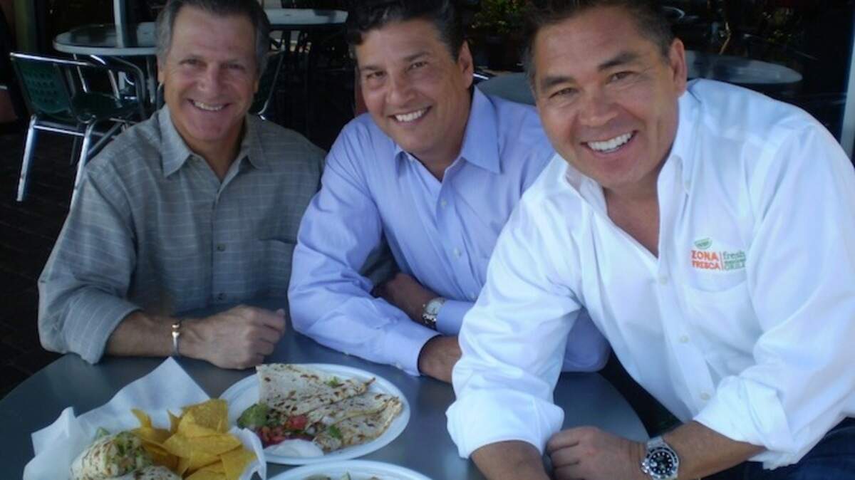 THREE PARTNERS: Martin Diaz-Yabor, left, Oscar de Armas and Tim Dobravolskis run Zona Fresca Fresh Mexican Grill with three locations in Broward.