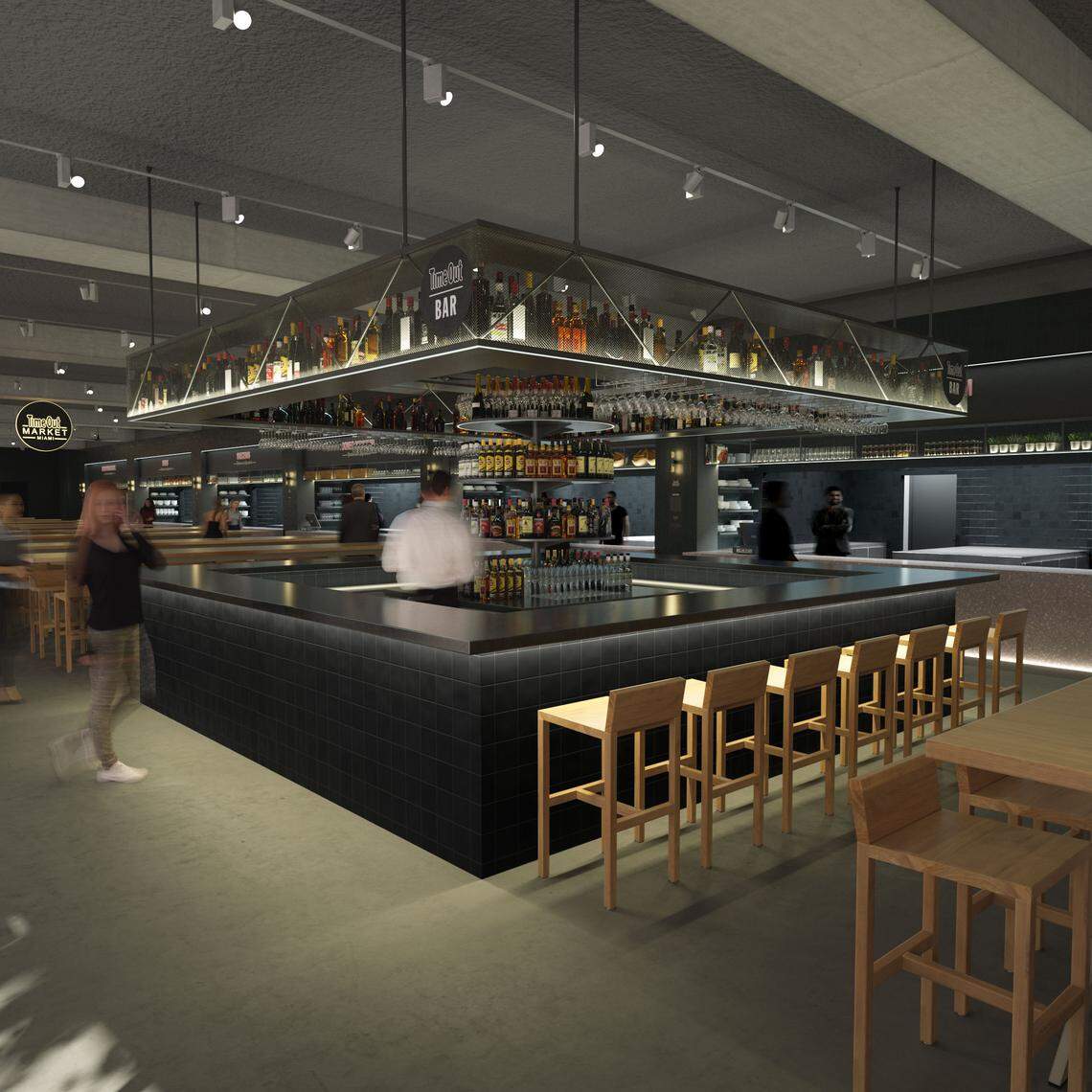 All of the alcoholic beverages will be sold at one of three bars in the center of the market.