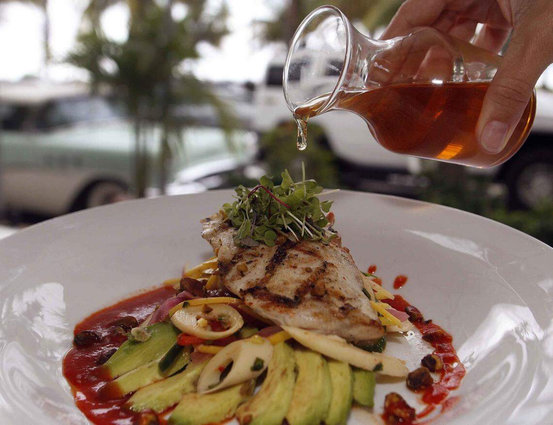 A Fish Called Avalon Restaurant:  Grilled local cobia honey tabasco vinaigrette by Chef Brian Cantrell.