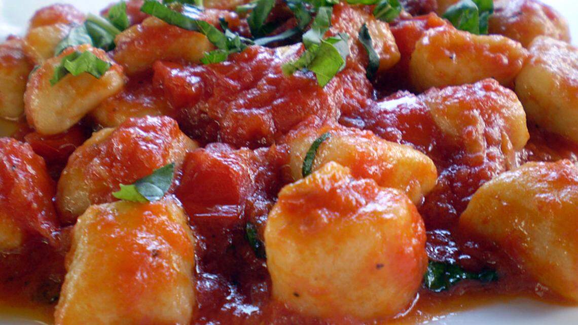 Homemade potato gnocchi with tomato sauce and basil at Bellini Italian Bistro in Miami Beach.
