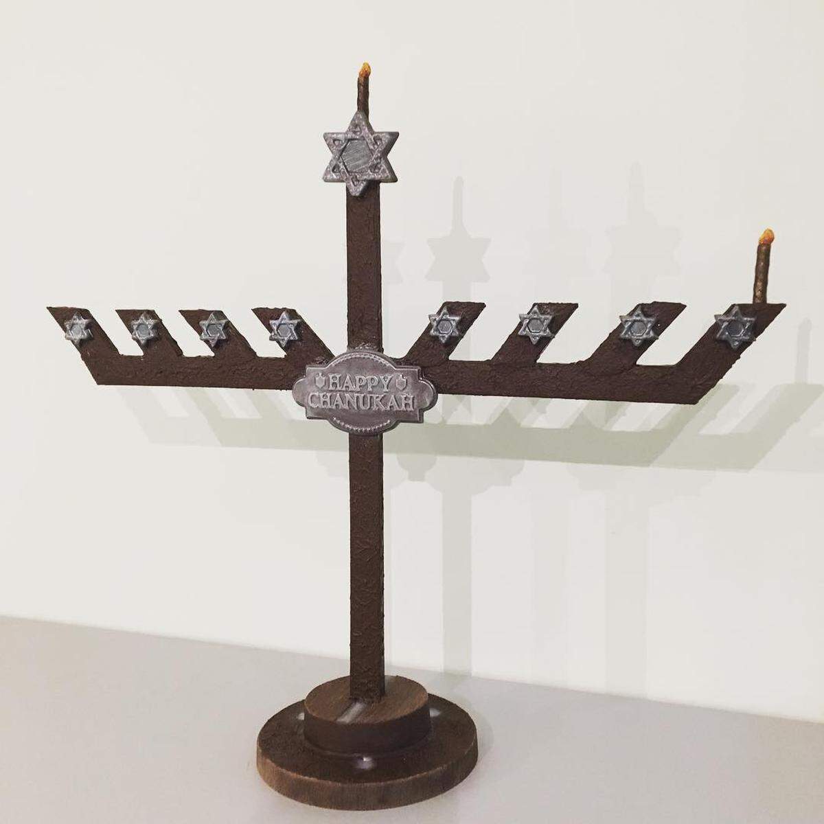 Bon Chocolatier's chocolates, such as this chocolate menorah, are vegan and kosher.