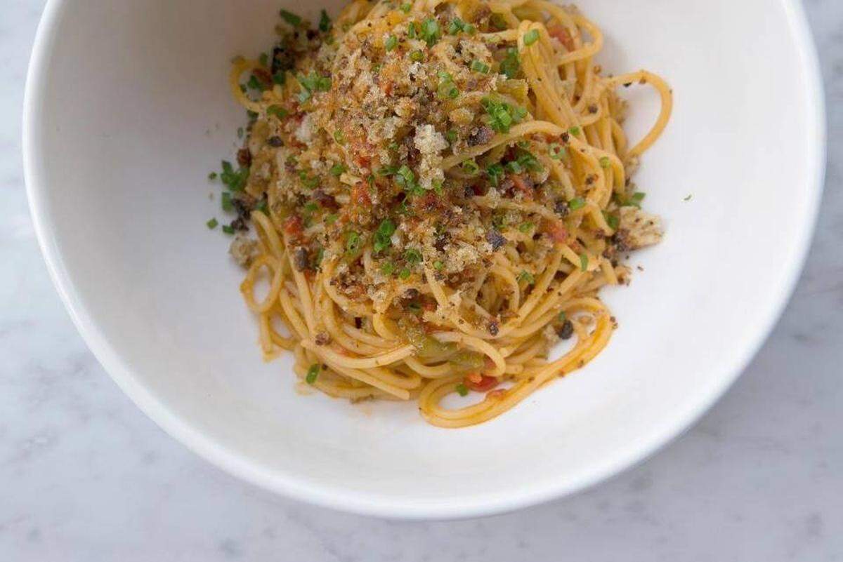 he Spaghettini is one of several pastas that appear on both the Miami and New York versions of Upland.