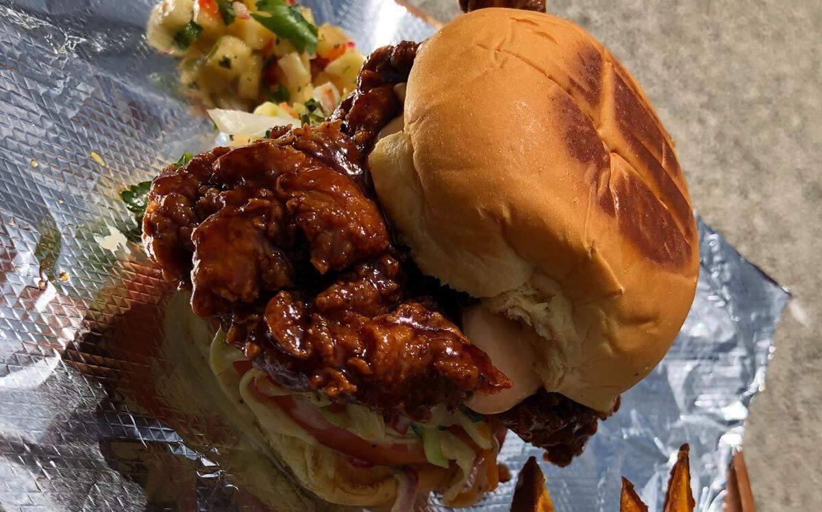 Chef Lo Chicken Sandwich with glaze