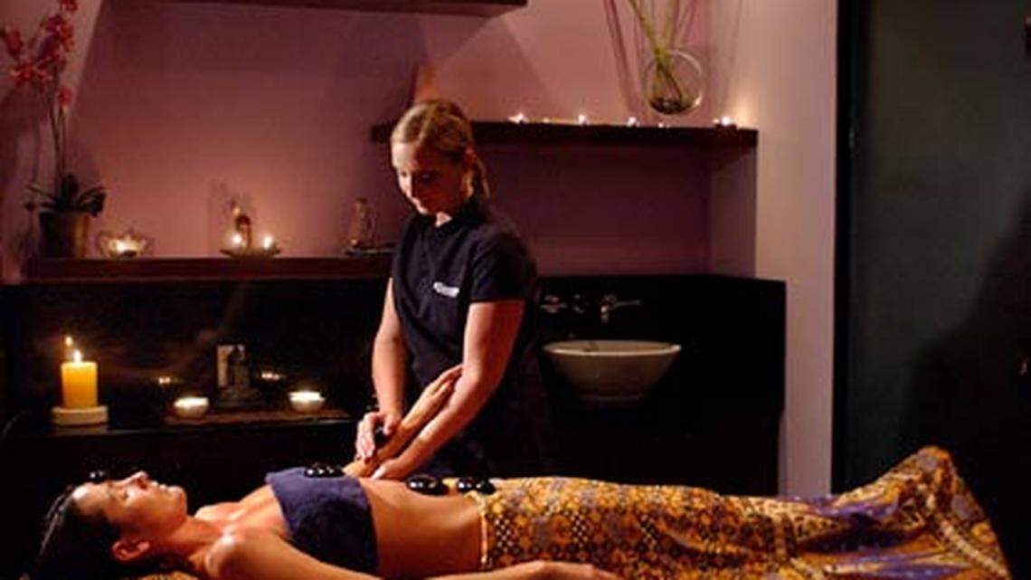 A new way to get stoned: midway through an aroma stone treatment at Elemis Spa. Photo: Candace Barbot