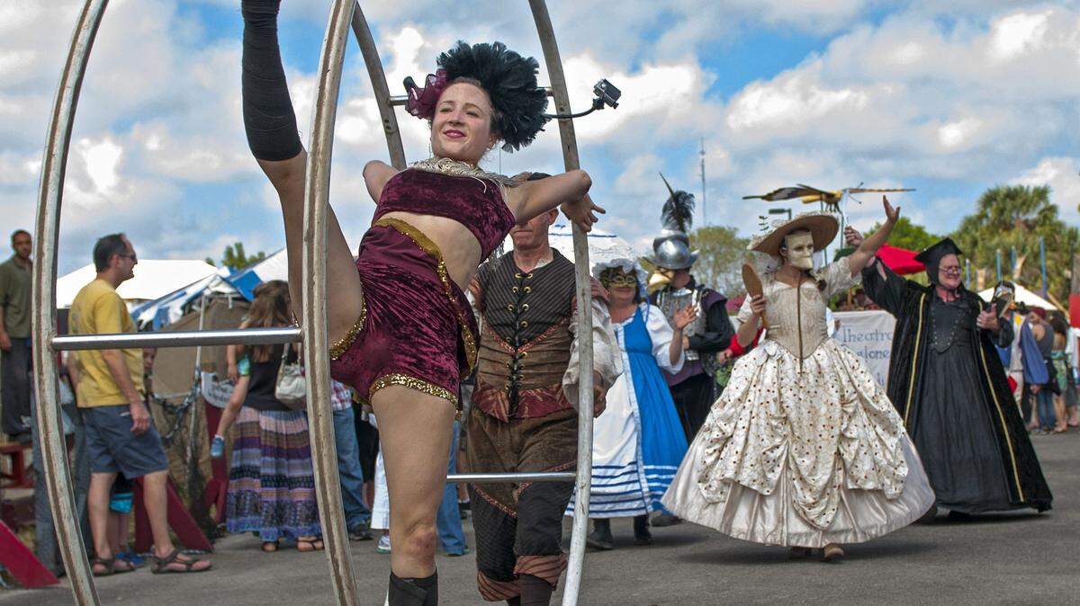 Performers parade down the main fair way at the Renaissance Festival on Sunday, February 22, 2015 at Quiet Waters Park in Deerfield Beach. The event started on February 7, 2015 and will run through March 15, 2015.
