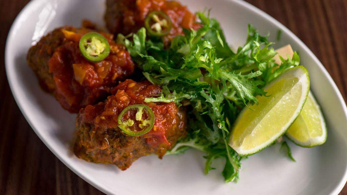 Spiced meatballs at Icebox in Doral