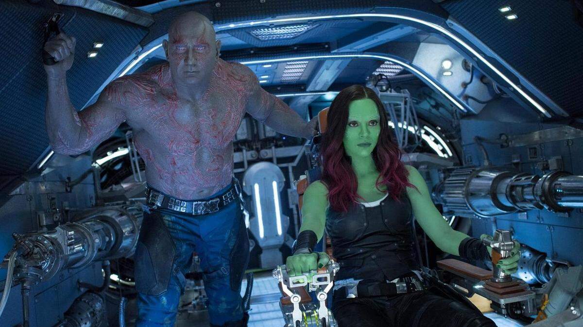 ‘Guardians of the Galaxy Vol. 2’ features Dave Bautista as Drax, left, and Zoe Saldana as Gamora.