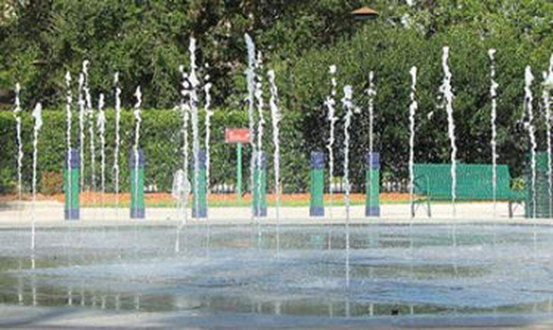The splash park at Downtown Disney Marketplace