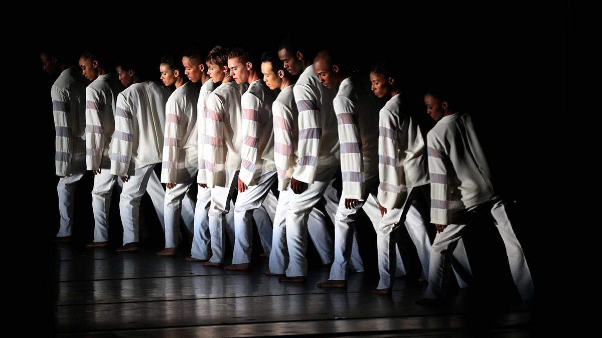 Alvin Ailey American Dance Theater dancers performed in the world premiere of  "Awakening" by Miami native Robert Battle, Artistic Director of Alvin Ailey American Dance Theater, during a presentation at the Sanford and Dolores Ziff Ballet Opera House at the Adrienne Arsht Center for the Performing Arts. in Miami on Thursday, February 18, 2016.