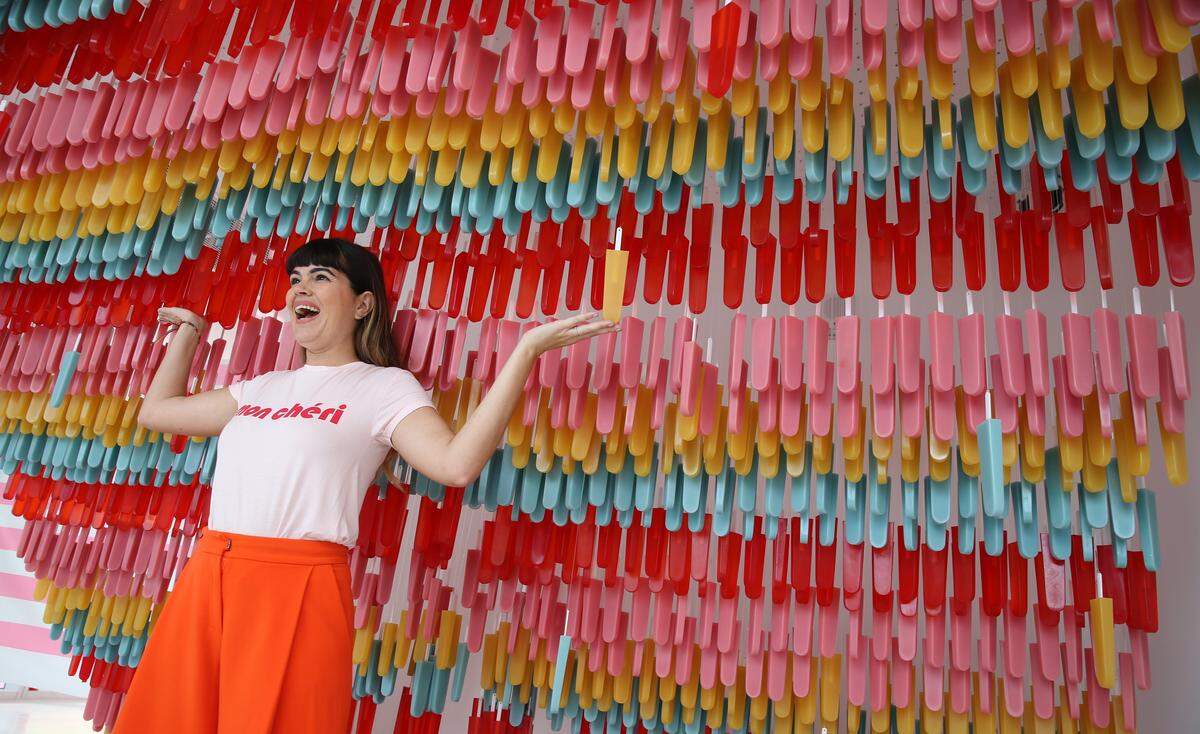 The original Museum of Ice Cream in Miami Beach, which opened at the end of 2017 and closed in 2019, featured a fake popsicle wall.