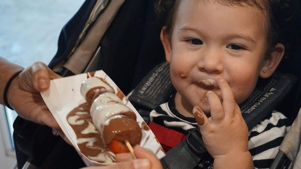 Getting his chocolate on at Fairchild's Chocolate Festival.