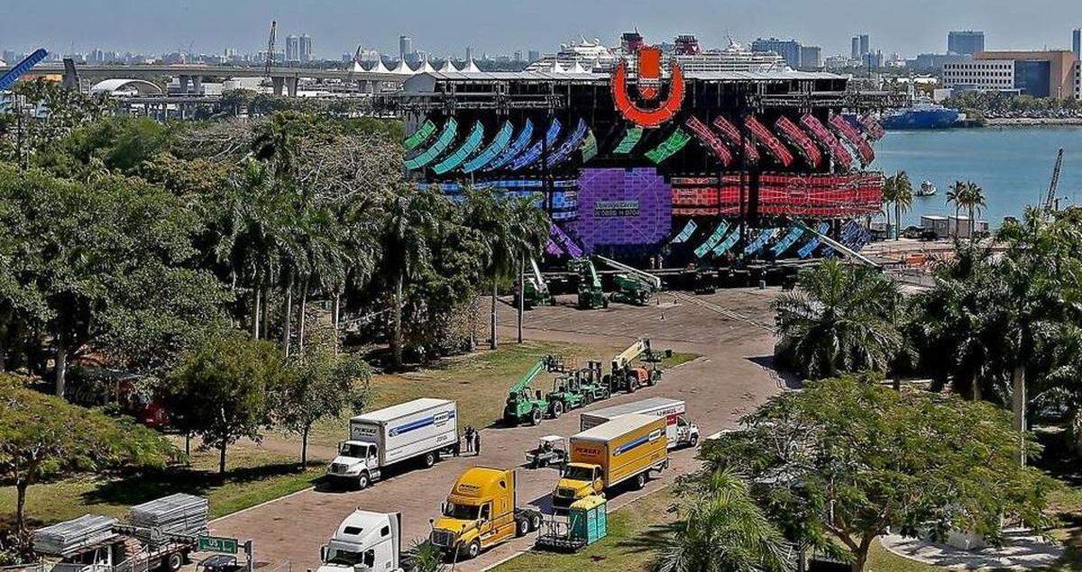 The stages are set on Wednesday, March 22, 2017 as final preparations are done for the weekend’s Ultra Music Festival in downtown Miami.