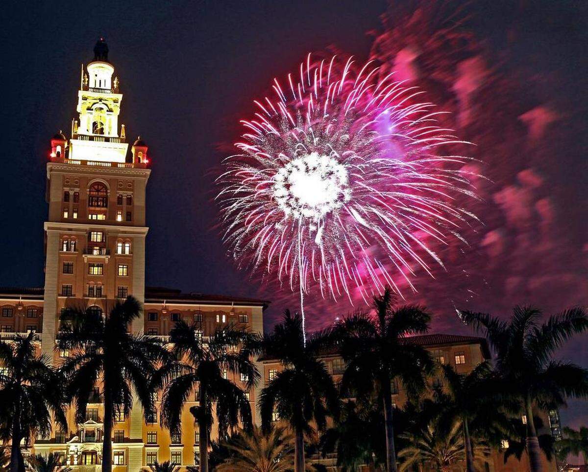 Fireworks at the Biltmore Hotel.