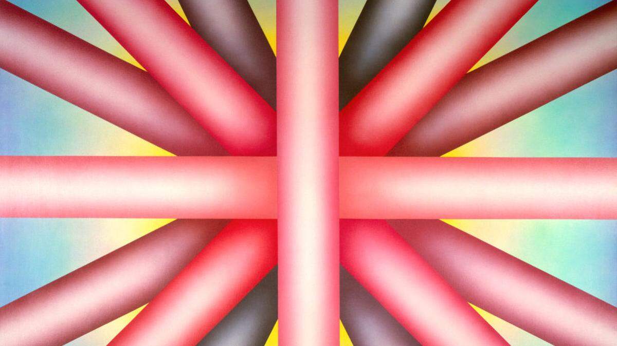 Judy Chicago, Heaven is for White Men Only, 1973. Sprayed acrylic on canvas. Courtesy the artist.